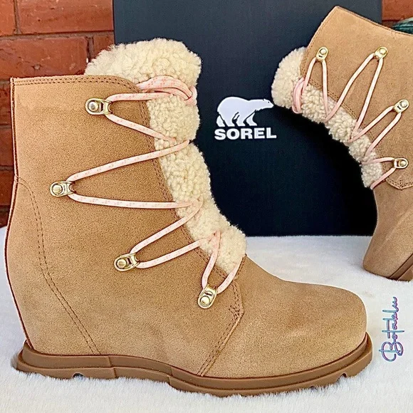 SOREL Joan of Arctic Wedge III Lace Cozy Boots Waterproof Leather Fleece - Picture 11 of 11